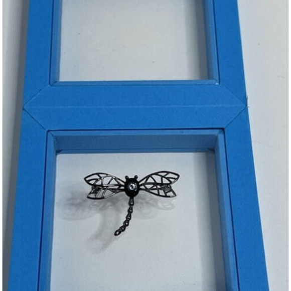 Peter James Vintage Silver .925 Dragonfly Pendant Brooch Aqua Gemstone Signed - Picture 6 of 9